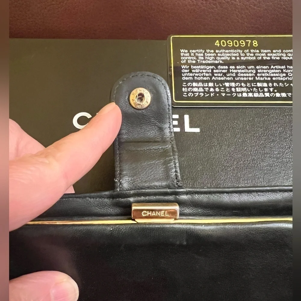 Authentic Vintage Chanel Timeless CC Long Wallet. box and authenticated card.